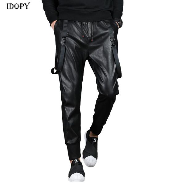 idopy men`s street faux leather joggers harem pants hip hop ankle cuffed elastic waist drawstring pu joggings trousers for male, Black
idopy men`s street faux leather joggers harem pants hip hop ankle cuffed elastic waist drawstring pu joggings trousers for male, Black