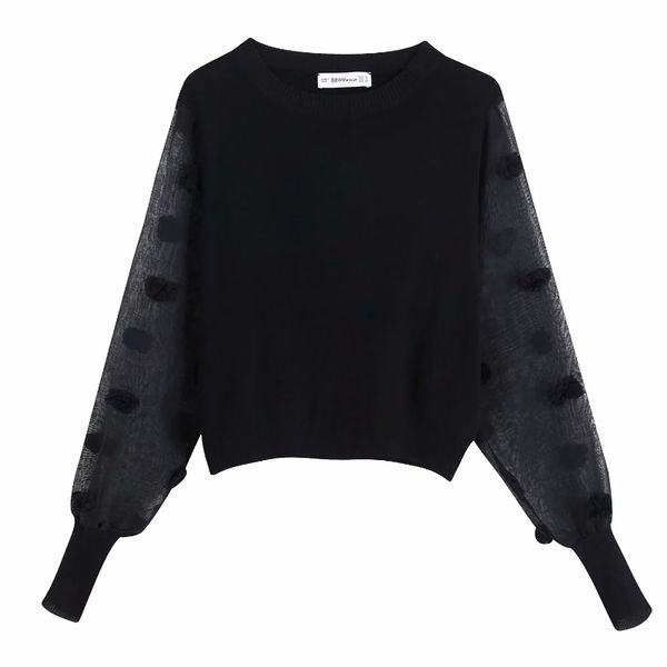 2019 women fashion transparent sleeve patchwork black knitting blouses shirts women o neck fur ball appliques blusas ls4134, White
2019 women fashion transparent sleeve patchwork black knitting blouses shirts women o neck fur ball appliques blusas ls4134, White