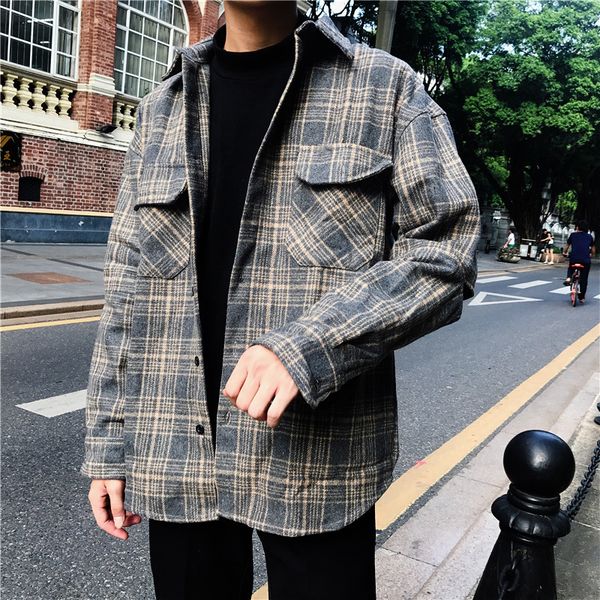 2019 autumn shirt loose casual wild plaid woolen shirt long sleeve lapel thick comfortable sa-8, White;black
2019 autumn shirt loose casual wild plaid woolen shirt long sleeve lapel thick comfortable sa-8, White;black