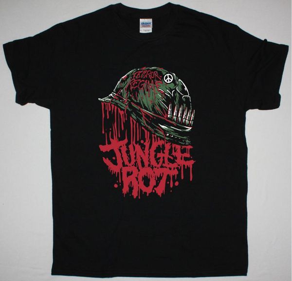 jungle rot full metal rot black t shirt death metal sinister grave master print t shirt summer style tee, White;black