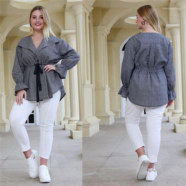 v neck flared sleeve shirt temperament drawstring waist dovetail hem famale fashion shirts womens spring designer, White 
v neck flared sleeve shirt temperament drawstring waist dovetail hem famale fashion shirts womens spring designer, White