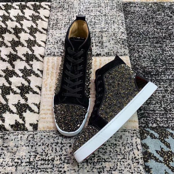 luxurious strass studs high men red bottom sneakers spikes fashion rhinestone skateboard walking party wedding with box,eu35-47, Black
luxurious strass studs high men red bottom sneakers spikes fashion rhinestone skateboard walking party wedding with box,eu35-47, Black