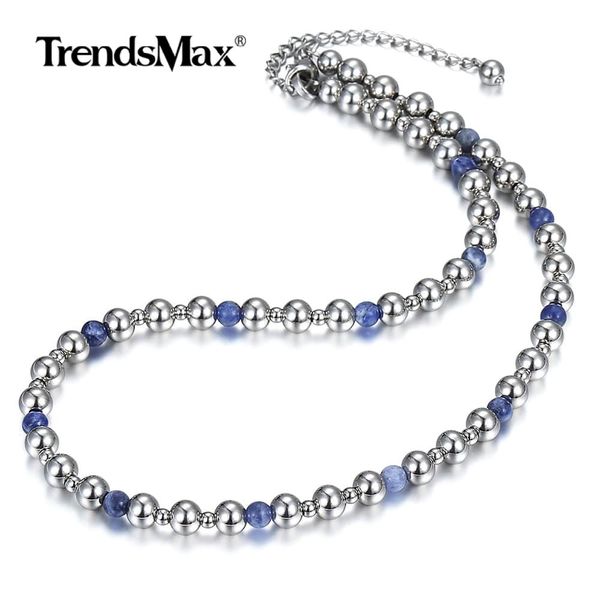 6mm stainless steel beaded blue sodalite stone bohemia necklace for women girls elegant jewelry christmas gift dn159, Silver
6mm stainless steel beaded blue sodalite stone bohemia necklace for women girls elegant jewelry christmas gift dn159, Silver