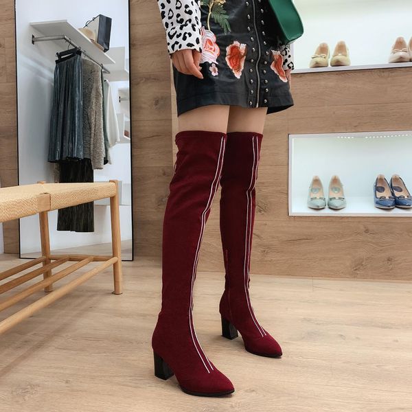 women boots over the knee woman autumn shoes frosting pu upper slip on high square heels back knot size 34-43 sb409, Black
women boots over the knee woman autumn shoes frosting pu upper slip on high square heels back knot size 34-43 sb409, Black