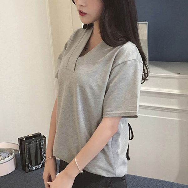 women's t-shirt 2021 spring summer women black v-neck short sleeve female tee slim backless casual solid lady tshirt, White
women's t-shirt 2021 spring summer women black v-neck short sleeve female tee slim backless casual solid lady tshirt, White