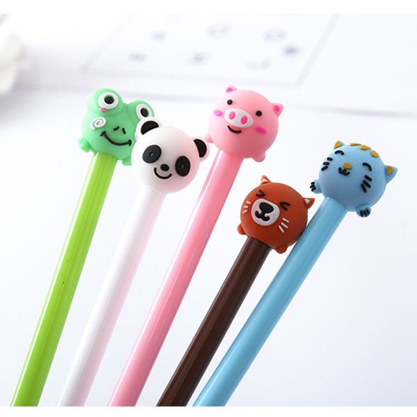 

50pcs kawaii gel pen lot cute 5 animals pens for school office supplies students writing kids korean stationary gift items bulk