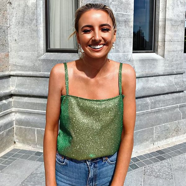 2020 summer sequins camis fashion women sling vest casual sleeveless strap shiny vest lady streetwear female slim camis, White
2020 summer sequins camis fashion women sling vest casual sleeveless strap shiny vest lady streetwear female slim camis, White