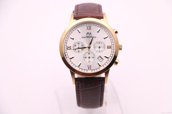 2017, aehibo new brand, new men's watches, vk quartz chronograph run, seconds movement, brown leather strap, white dial, gold watchcase, Slivery;brown
2017, aehibo new brand, new men's watches, vk quartz chronograph run, seconds movement, brown leather strap, white dial, gold watchcase, Slivery;brown
