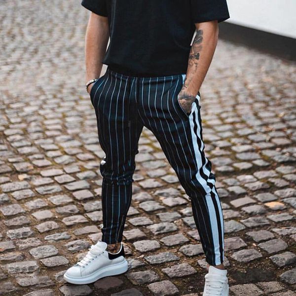 men's pants 2021 fashion men england style striped male long pencil joggers casual trousers drawstring side stripe slacks, Black
men's pants 2021 fashion men england style striped male long pencil joggers casual trousers drawstring side stripe slacks, Black