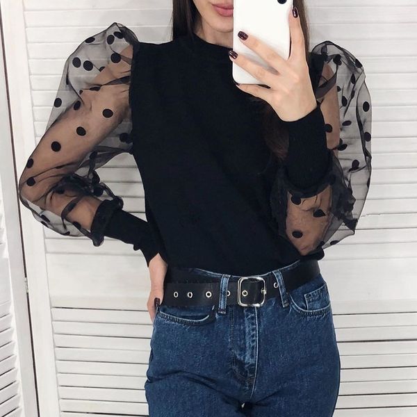 feitong women casual wave point print perspective mesh shirt long sleeve o neck pullover street party work blusas, White
feitong women casual wave point print perspective mesh shirt long sleeve o neck pullover street party work blusas, White
