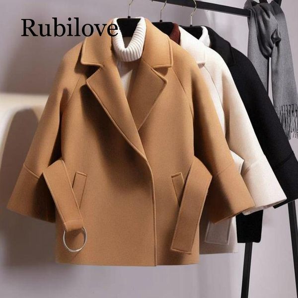rubilove european and american woolen women's autumn and winter woolen short cloak coat, Black
rubilove european and american woolen women's autumn and winter woolen short cloak coat, Black