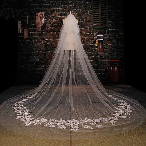3 meters lace applique edge wedding veils white ivory real image bridal veil wedding accessories in stock, Black
3 meters lace applique edge wedding veils white ivory real image bridal veil wedding accessories in stock, Black