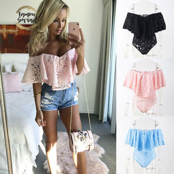 women's off shoulder bodysuit ruffles lace patchwork slash neck jumpsuit romper leotard black pink blue, Black;white
women's off shoulder bodysuit ruffles lace patchwork slash neck jumpsuit romper leotard black pink blue, Black;white