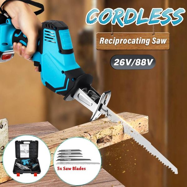 doersupp 26v/88v cordless reciprocating saw +5 saw blades metal cutting wood tool portable woodworking cutters
doersupp 26v/88v cordless reciprocating saw +5 saw blades metal cutting wood tool portable woodworking cutters