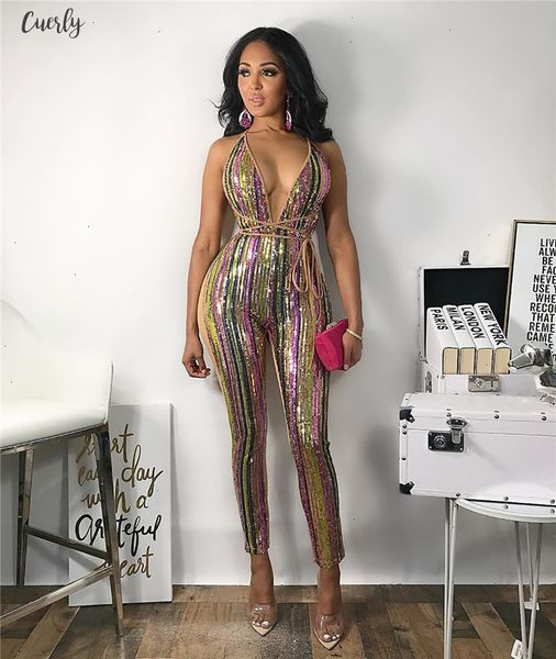 stripe colorful sequins bandage jumpsuit deep v neck spaghetti straps night sequins club party outfits women romper overall, Black;white
stripe colorful sequins bandage jumpsuit deep v neck spaghetti straps night sequins club party outfits women romper overall, Black;white