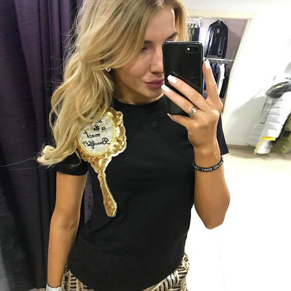 spring summer t shirt women fashion sequin mirror short sleeve women t-shirts o-neck elegant cute women blusa, White
spring summer t shirt women fashion sequin mirror short sleeve women t-shirts o-neck elegant cute women blusa, White