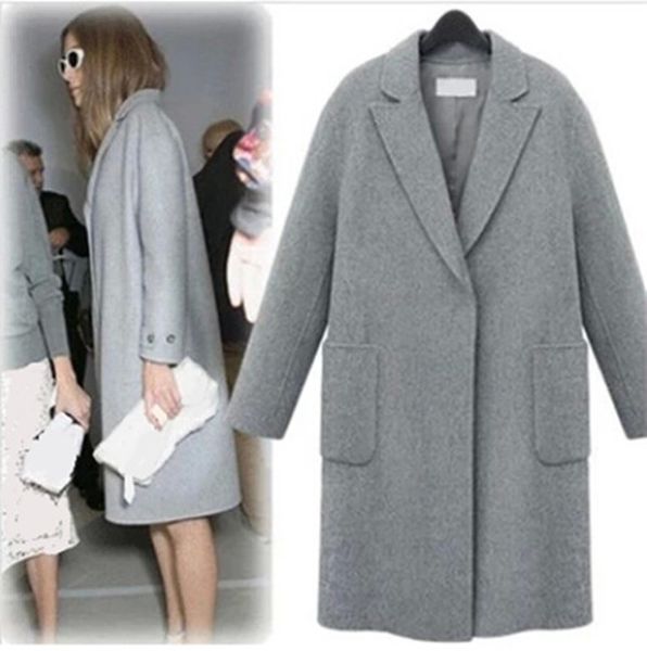 new uk 2019 women fall winter notched lapel covered button simple wool long coat female gray outerwear casacos manteau femme, Black
new uk 2019 women fall winter notched lapel covered button simple wool long coat female gray outerwear casacos manteau femme, Black