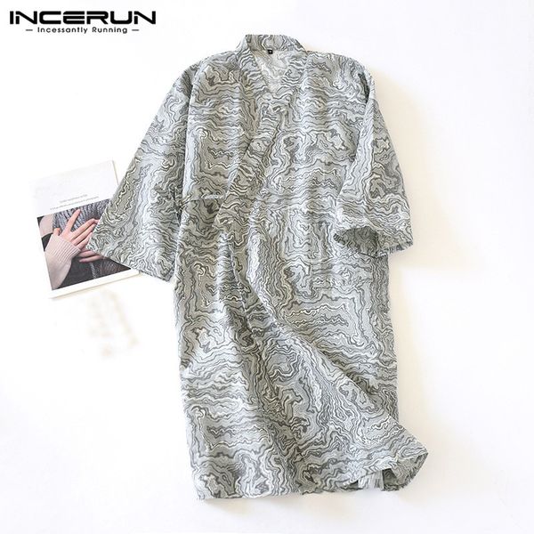 men robes half sleeve printed lace up retro nightgown leisure japanese v neck homewear kimono cozy mens bathrobes s-5xl incerun, Black;brown
men robes half sleeve printed lace up retro nightgown leisure japanese v neck homewear kimono cozy mens bathrobes s-5xl incerun, Black;brown