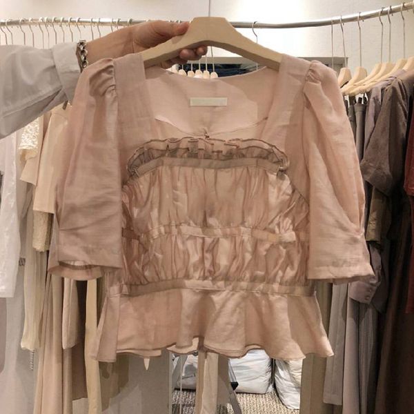 pleated blouse women korean square collar puff sleeve ladies blusa shirts summer 2020 fashion casual female, White
pleated blouse women korean square collar puff sleeve ladies blusa shirts summer 2020 fashion casual female, White