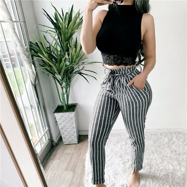 fashion women high waist paperbag trousers ladies striped casual straight long pants pants women skinny stretchy, Black;white
fashion women high waist paperbag trousers ladies striped casual straight long pants pants women skinny stretchy, Black;white