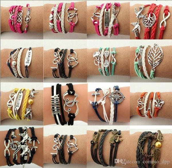 16 стилей креативных кожаных напульсников браслет любовь крылышек сыча шарма многослойными плетеных браслетов для человека женщина мода ювел, Golden;silver
16 стилей креативных кожаных напульсников браслет любовь крылышек сыча шарма многослойными плетеных браслетов для человека женщина мода ювел, Golden;silver
