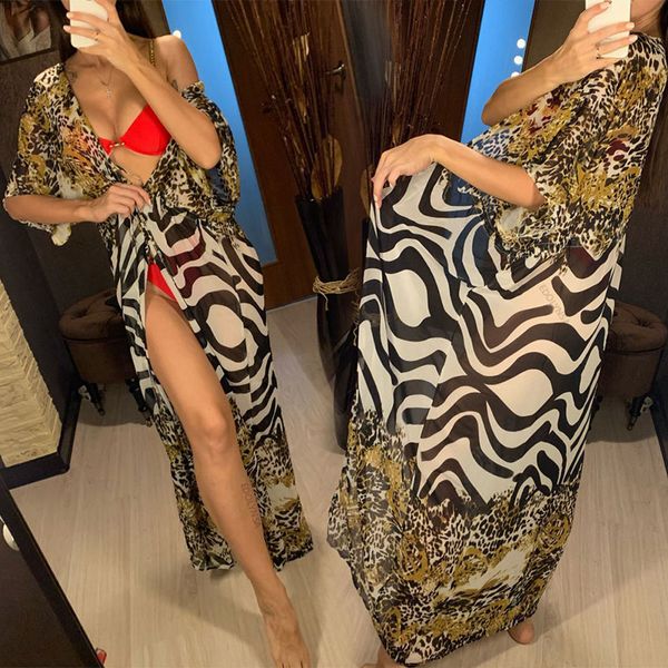 2020 hirigin new leopard stripe bikini cover-ups women swimwear maxi robe holiday half sleeve lace-up long beach dress beachwear
2020 hirigin new leopard stripe bikini cover-ups women swimwear maxi robe holiday half sleeve lace-up long beach dress beachwear