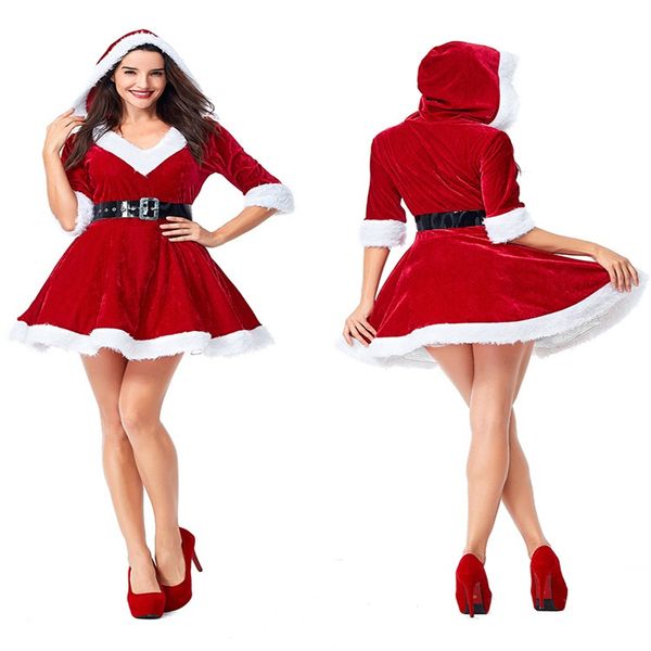 christmas party cosplay costumes new v-neck velvet girl mesh bubble hooded christmas dress 277, Black;red
christmas party cosplay costumes new v-neck velvet girl mesh bubble hooded christmas dress 277, Black;red