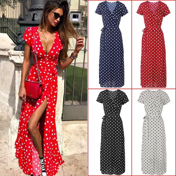2020 fashion summer women's dress boho holiday polka dot maxi v-neck long shirt dress short sleeve red fashion long dress, Black;gray
2020 fashion summer women's dress boho holiday polka dot maxi v-neck long shirt dress short sleeve red fashion long dress, Black;gray
