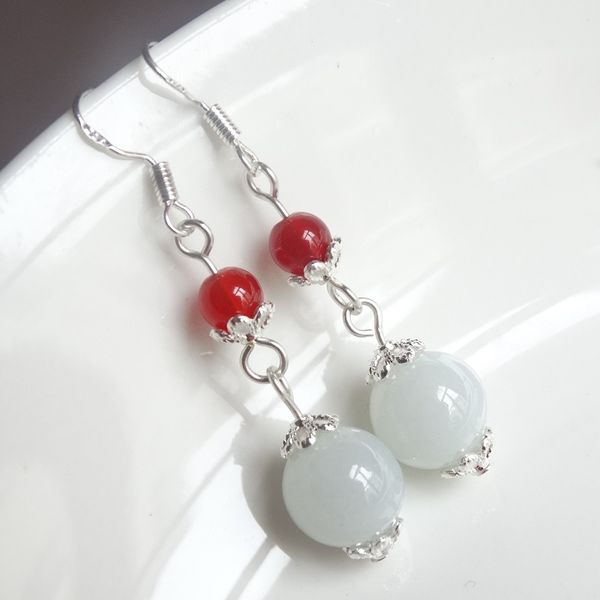 925 silver natural emerald 10mm white bead jade circular beads earrings original diy by hand accessories women stone jewelry, Golden;silver
925 silver natural emerald 10mm white bead jade circular beads earrings original diy by hand accessories women stone jewelry, Golden;silver