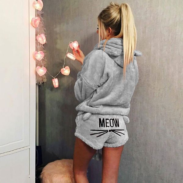 efinny womens coral velvet suit two piece autumn winter pajamas warm sleepwear cute cat meow pattern hoodies shorts set new, Blue;gray
efinny womens coral velvet suit two piece autumn winter pajamas warm sleepwear cute cat meow pattern hoodies shorts set new, Blue;gray
