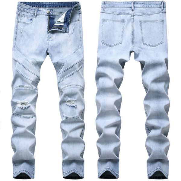 men's ripped distressed destroyed stretch skinny slim fit washed jeans new fashion, Blue
men's ripped distressed destroyed stretch skinny slim fit washed jeans new fashion, Blue