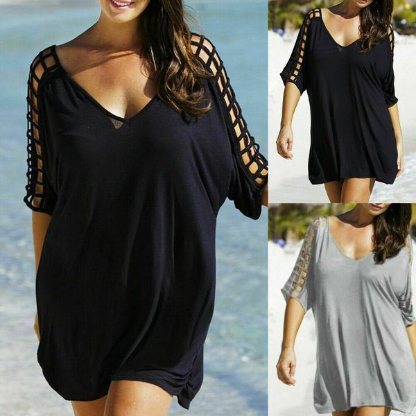 women plus size beachwear bikini cover up kaftan solid t-shirt blouse mini beach dress black swimsuit bandage closed, Blue;gray
women plus size beachwear bikini cover up kaftan solid t-shirt blouse mini beach dress black swimsuit bandage closed, Blue;gray