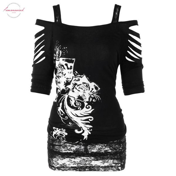 putty summer casual t shirt black straight off shoulder lace skull cross wing print women bat tee rock tshirt, White
putty summer casual t shirt black straight off shoulder lace skull cross wing print women bat tee rock tshirt, White