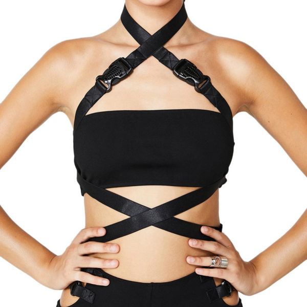 women crop new fashion women tank ladies sleeveless crop bra halter front buckle t-shirts party clothes, White
women crop new fashion women tank ladies sleeveless crop bra halter front buckle t-shirts party clothes, White