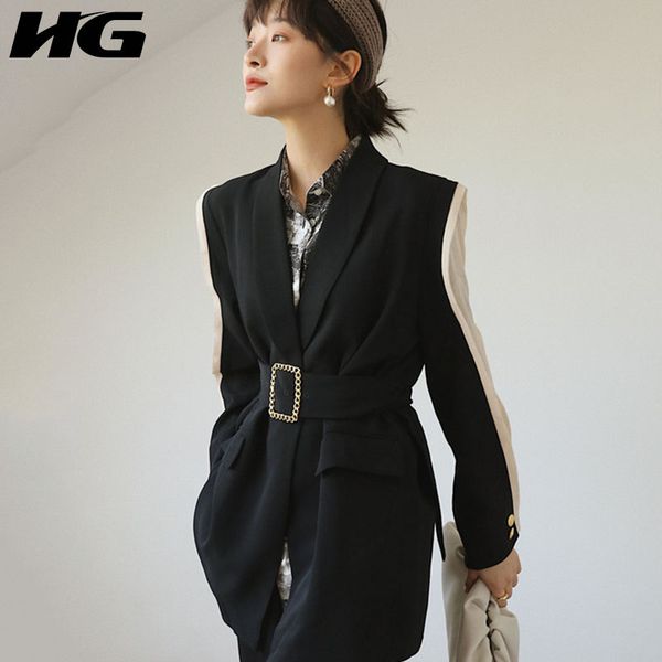 hg black splice suit women autumn new coat waist belt slim was thin elegant women fashion clothes 2019 coats zyq1709, White;black
hg black splice suit women autumn new coat waist belt slim was thin elegant women fashion clothes 2019 coats zyq1709, White;black