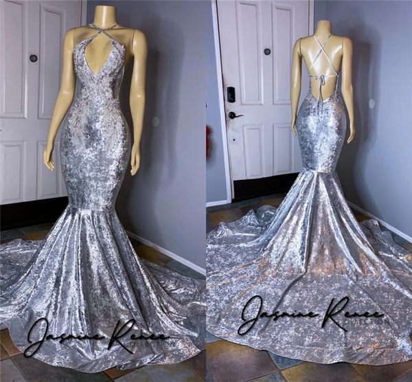 2020 silver open back halter mermaid prom dresses sequined evening gown formal party dress, Black
2020 silver open back halter mermaid prom dresses sequined evening gown formal party dress, Black