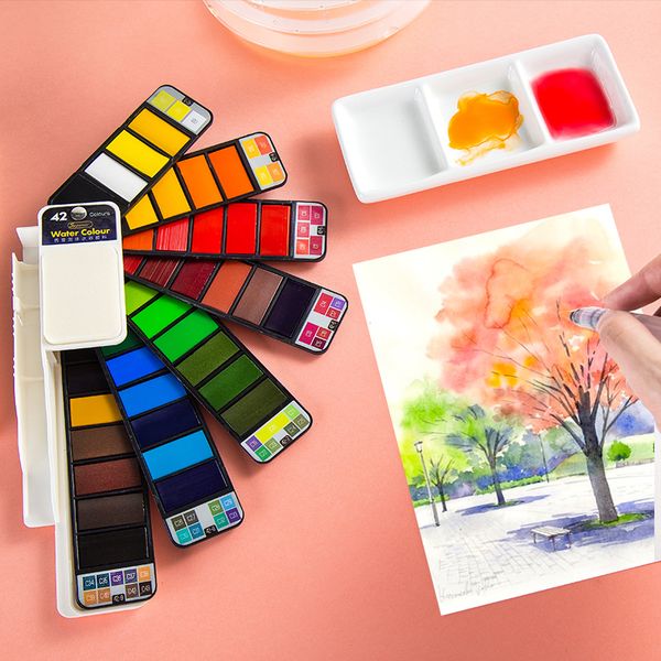 18/25/33/42 advanced solid watercolor paint set, with foldable water brush travel color paint, used for painting direct sales pr
18/25/33/42 advanced solid watercolor paint set, with foldable water brush travel color paint, used for painting direct sales pr