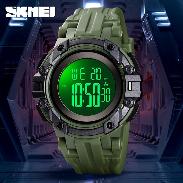 

skmei men digital watch fashion sport men's chronograph 50m waterproof wristwatches led clock watch male relogio masculino 1545, Slivery;brown