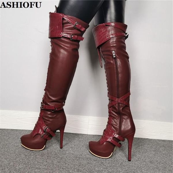 ashiofu handmade real ps women knee boots buckles straps deco platform party boots turn-over club evening fashion, Black
ashiofu handmade real ps women knee boots buckles straps deco platform party boots turn-over club evening fashion, Black