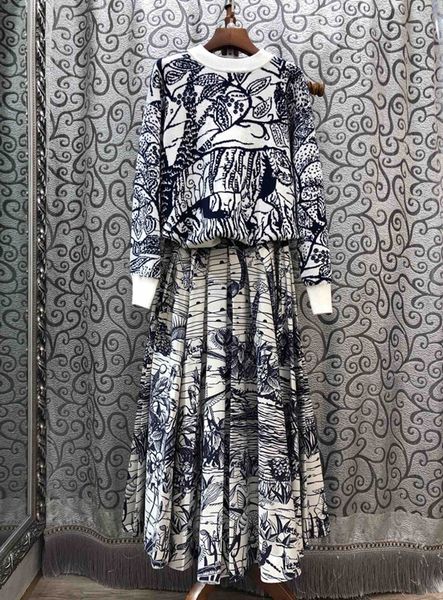 knit 2019 winter new women skirt printing set + 1114, White
knit 2019 winter new women skirt printing set + 1114, White