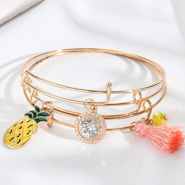 selling a new set of 3 ladies personality pineapple bracelet zircon adjustable opening bracelet girl tassel wholesale, Black
selling a new set of 3 ladies personality pineapple bracelet zircon adjustable opening bracelet girl tassel wholesale, Black