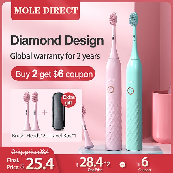 mole diamond sonic electric toothbrush rechargeable 5 mode travel toothbrush with 2 brush heads gift
mole diamond sonic electric toothbrush rechargeable 5 mode travel toothbrush with 2 brush heads gift
