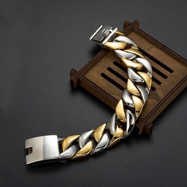 luxury silver gold two tones chunky chain man bracelet miami cuban curb chain mens bracelets for men indian jewelry gifts c18122801, Black
luxury silver gold two tones chunky chain man bracelet miami cuban curb chain mens bracelets for men indian jewelry gifts c18122801, Black