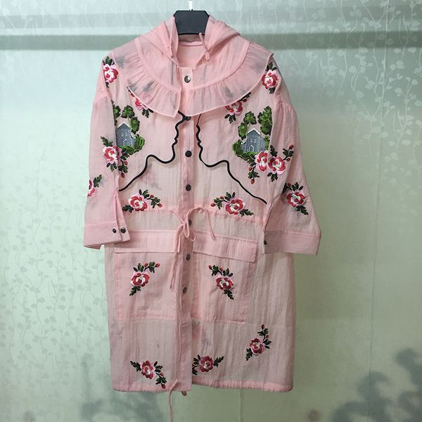 hooded jacket women 2019 spring summer floral embroidery pink jacket ladies casual elegant female outerwear, Black;brown
hooded jacket women 2019 spring summer floral embroidery pink jacket ladies casual elegant female outerwear, Black;brown