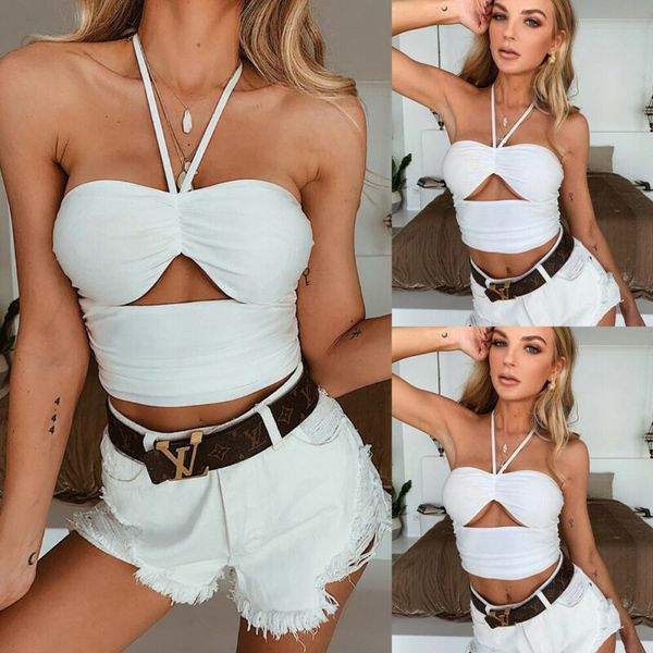 2019 tank summer casual solid color vest women bandage sleeveless halter blouse tank vest casual short crop, White
2019 tank summer casual solid color vest women bandage sleeveless halter blouse tank vest casual short crop, White