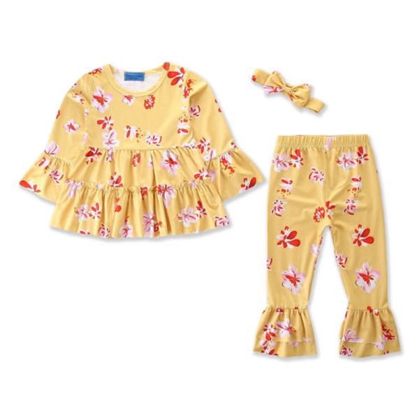 3pcs kid baby girl ruffled flare long sleeve dress bell bottoms pants headband outfit clothes set, White
3pcs kid baby girl ruffled flare long sleeve dress bell bottoms pants headband outfit clothes set, White
