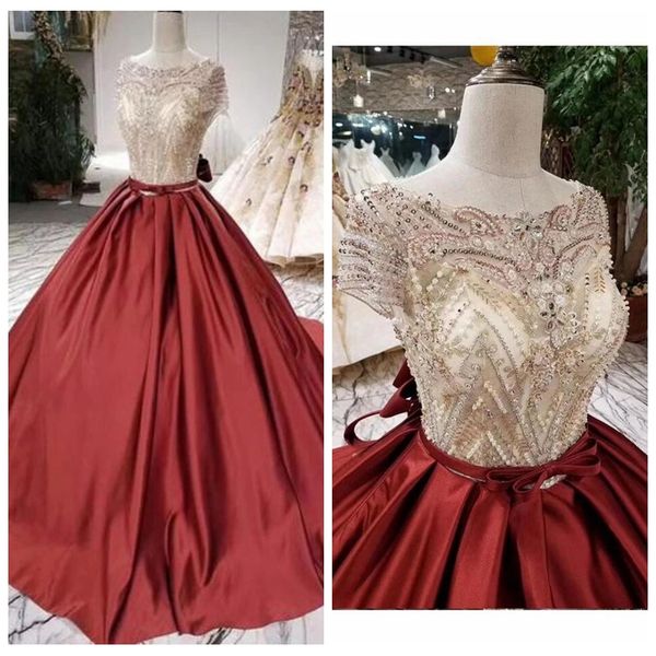 2020 classic jewel neck ball gown wedding dresses luxurious beaded and sequins red wedding dress with sweep train pretty wedding dresses, White
2020 classic jewel neck ball gown wedding dresses luxurious beaded and sequins red wedding dress with sweep train pretty wedding dresses, White