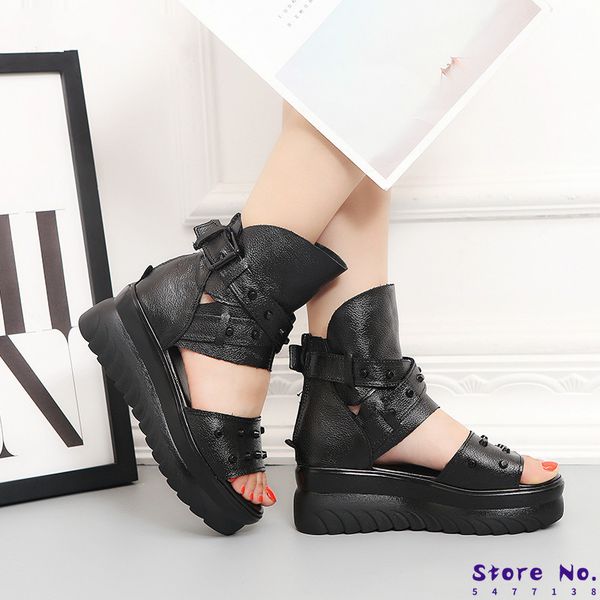 platform women's sandals 2020 summer cow leather thick soled street wedges sandal casual high heels woman shoes, Black
platform women's sandals 2020 summer cow leather thick soled street wedges sandal casual high heels woman shoes, Black