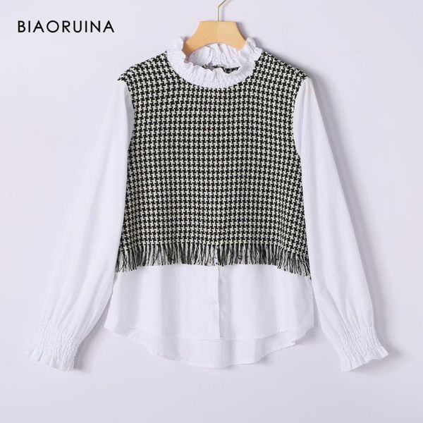 biaoruina women's all-match comfortable patchwork paid tassles shirt long sleeve ruffled collar fashion blouse blusa, White
biaoruina women's all-match comfortable patchwork paid tassles shirt long sleeve ruffled collar fashion blouse blusa, White