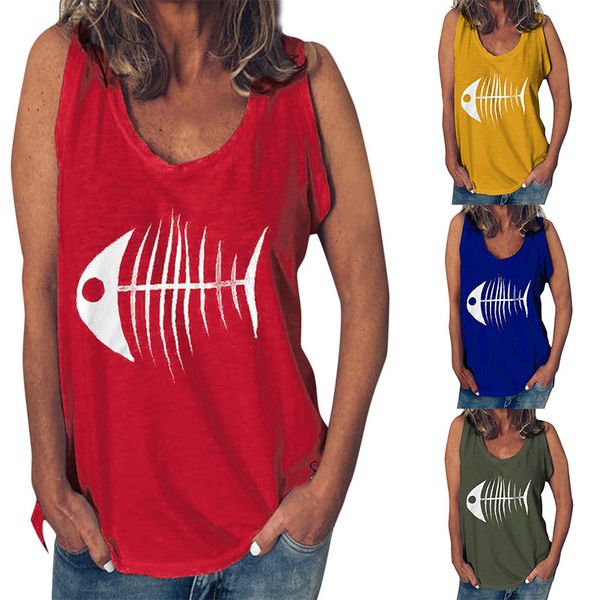 womens casual funny fish bone print vest sleeveless tank green lady summer fish bone print vest t shirt, White
womens casual funny fish bone print vest sleeveless tank green lady summer fish bone print vest t shirt, White